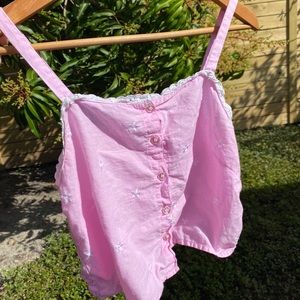 🌸Pink flower button down crop top 🌸
